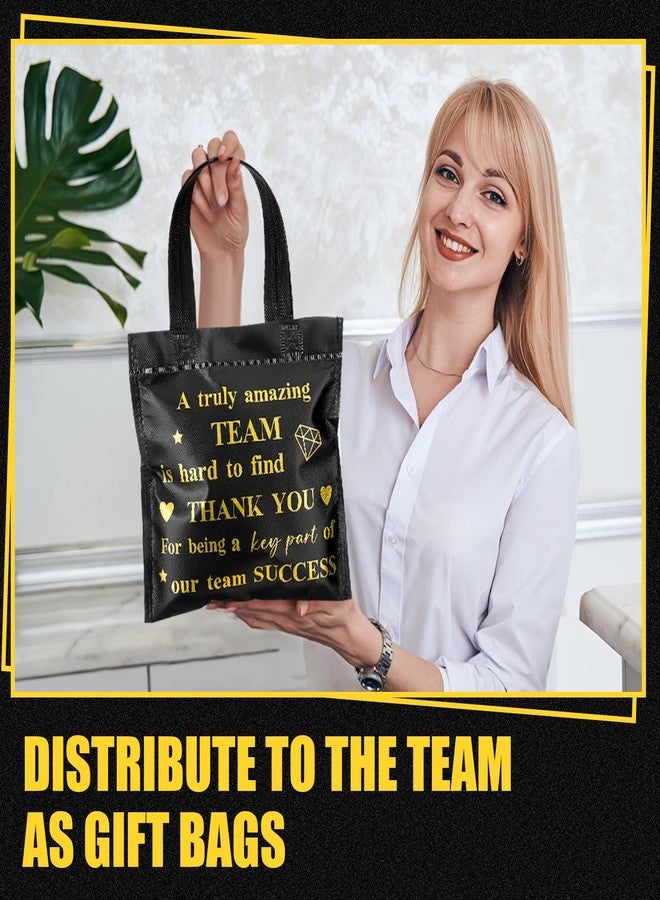 Clysee 50 Pcs Thank You Gift Bag Small Employee Team Appreciation Gift Bags Bulk with Handle Black Gold Inspirational 8 x 8 Inch Party Favor Staff Party - Image 4
